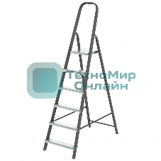 Стремянка Сибртех 6 ступеней, стальной профиль, алюминиевые ступени,