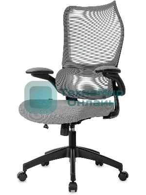 Кресло руководителя Бюрократ Sigma 1 серый, сетка/ткань, крестов. пластик