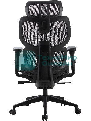 Кресло Cactus CS-MC555-BK черный, сетка, 150 кг, подголовник, регулируемые подлокотники, механизм качания