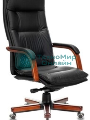 Кресло Бюрократ T-9927WALNUT/BLACK черный, кожа