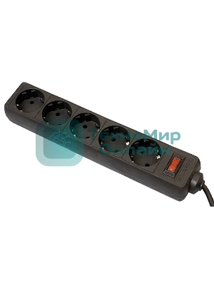 Сетевой фильтр Defender ES, 5.0 м, 5 розеток, черный