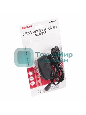 Сетевое зарядное устройство Rexant microUSB 220 В (СЗУ) (5 V, max: 1500 mA) шнур 1.2 м черный
