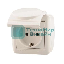 Розетка 1-м ОП Ната с защ. крышкой керам. с заземл. белый Lezard 710-0200-123