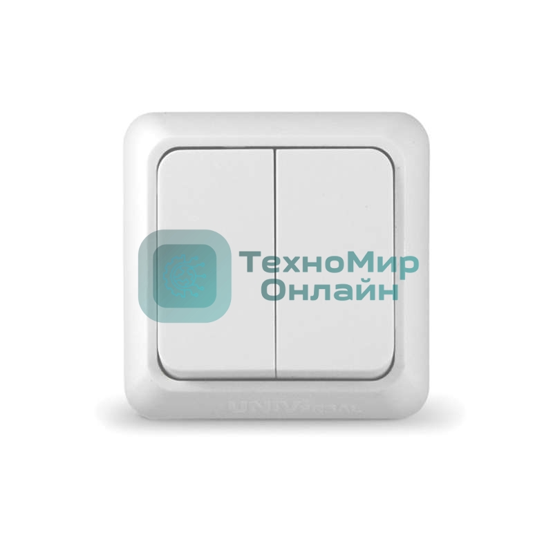 Выключатель 2-кл. ОП Олимп 10А IP20 белый Universal О0023