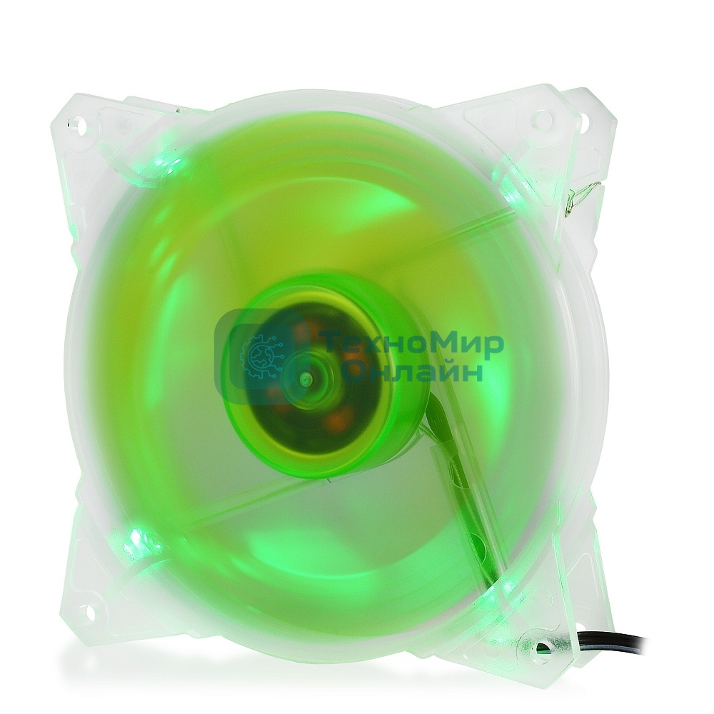 Вентилятор для корпуса Crown CMCF-12025S-1212 прозрачный/зеленый, 120 мм, 1650 об/мин, 28 дБ, 3 pin