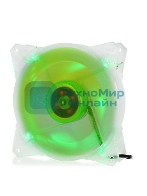 Вентилятор для корпуса Crown CMCF-12025S-1212 прозрачный/зеленый, 120 мм, 1650 об/мин, 28 дБ, 3 pin