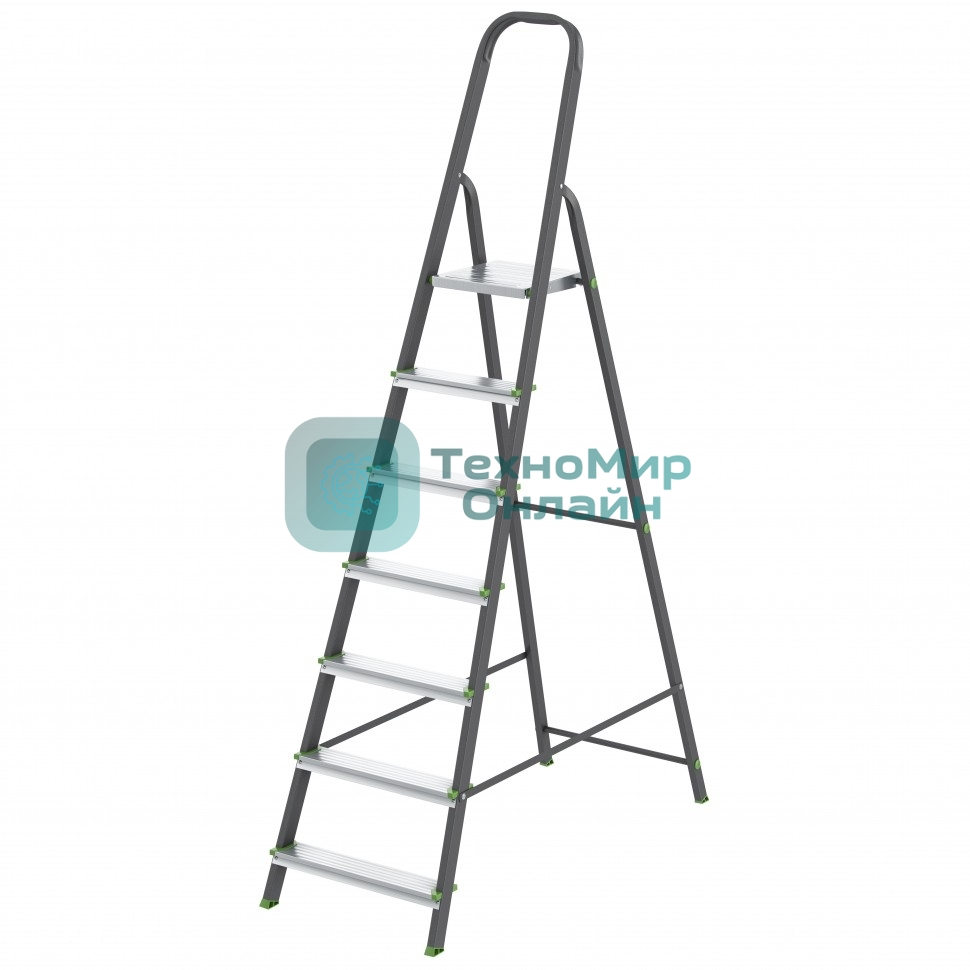 Стремянка Сибртех 7 ступеней, стальной профиль, алюминиевые ступени