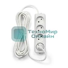 Удлинитель Гарнизон EL-NL4-W-5, 4 розетки допустимый ток 10А, длина 5 м.