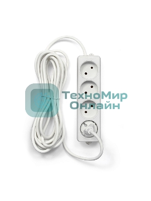 Удлинитель Гарнизон EL-NL4-W-5, 4 розетки допустимый ток 10А, длина 5 м.