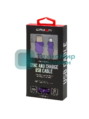 Кабель Crown USB - USB Type-C CMCU-3052C violet