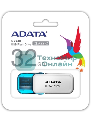 Флешка USB ADATA UV240 (AUV240-32G-RWH), 32Gb, USB 2.0, R/W 15/5, белый/синий