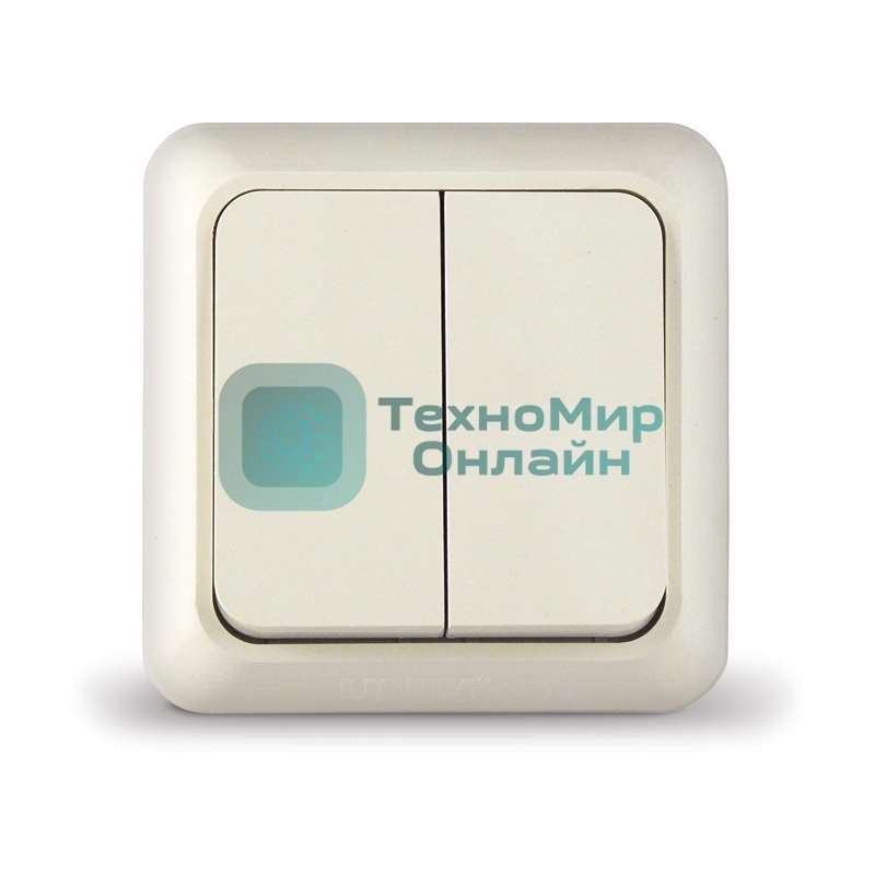 Выключатель 2-кл. ОП Олимп 10А IP20 беж. Universal Б-О0023