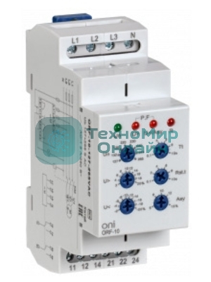 Реле фаз ORF-10 3ф 2 конт. 127-265В AC с контр. нейтр. ONI ORF-10-127-265VAC