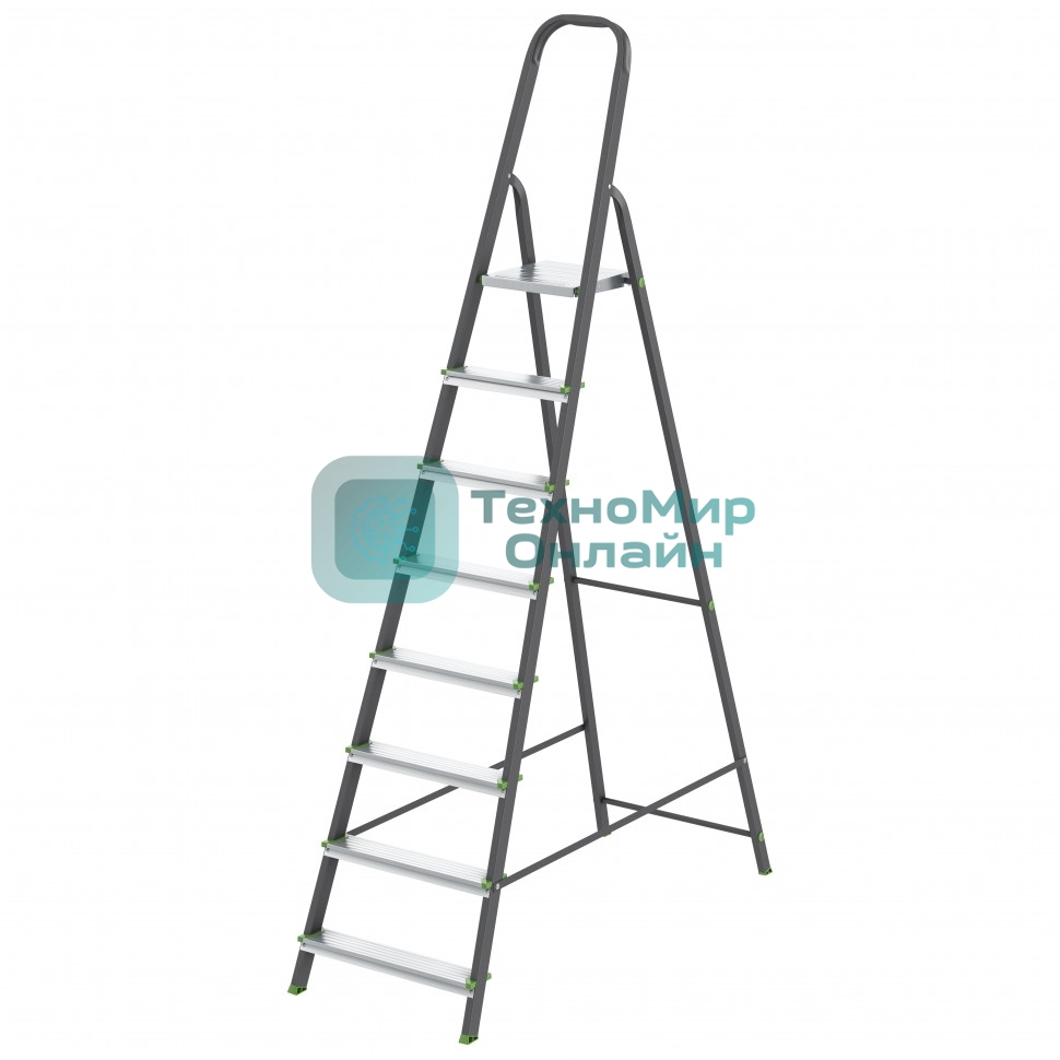 Стремянка Сибртех 8 ступеней, стальной профиль, алюминиевые ступени