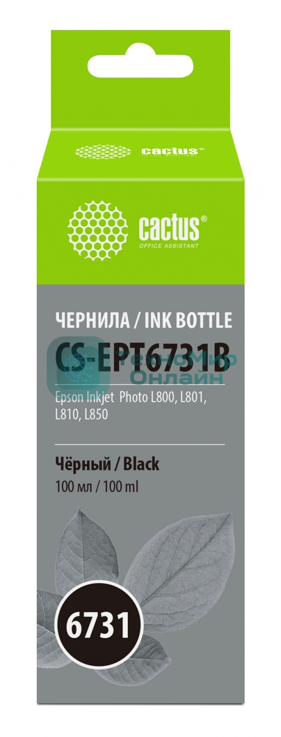 Чернила Cactus CS-EPT6731B черный100мл для Epson L800/L810/L850/L1800