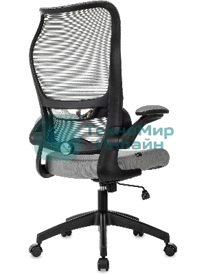 Кресло руководителя Бюрократ Sigma 1 серый, сетка/ткань, крестов. пластик