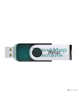 Флешка USB Netac U505 (NT03U505N-128G-20BK), 128Gb, USB 2.0, R/W 70/30, черный/серебристый