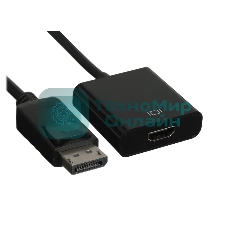 Переходник GoPower DisplayPort (m)-HDMI (f) ver.1.4 черный Premium Zip-Lock c подвесом (1/200)