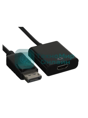 Переходник GoPower DisplayPort (m)-HDMI (f) ver.1.4 черный Premium Zip-Lock c подвесом (1/200)