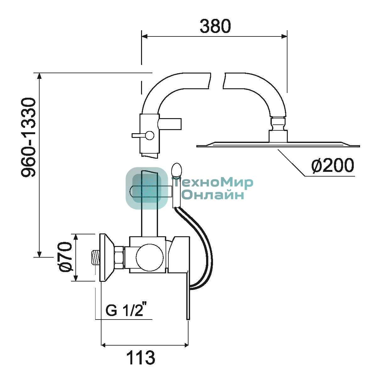 SUS124-003DK-2 Душевая система, ø35