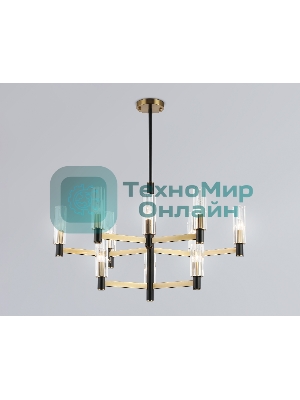 Люстра Ambrella light LH55515/12 BK/BS/CL черный/латунь/прозрачный E14*12 max 40W D860*905