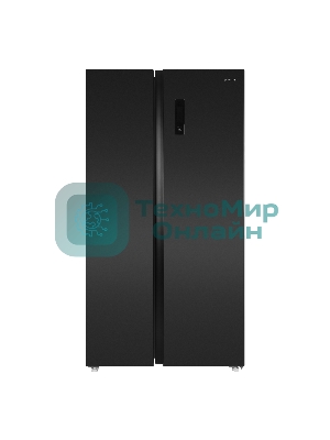 Холодильник Maunfeld MFF177NFSB черный глянц. двухкамерный 263/170л морозилка сбоку, No Frost, Side by Side