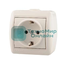 Розетка 1-м ОП Ната керам. с заземл. белый Lezard 710-0200-122