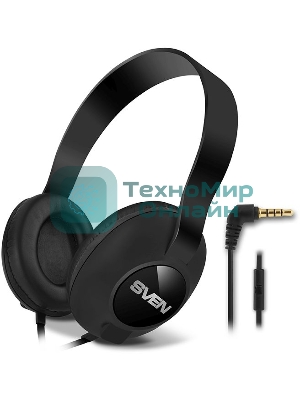Проводные наушники SVEN AP-310M черный, накладные, jack 3.5 мм, встроенный микрофон