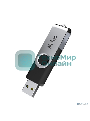 Флешка USB Netac U505 (NT03U505N-128G-20BK), 128Gb, USB 2.0, R/W 70/30, черный/серебристый