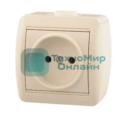 Розетка 1-м ОП Ната 16А IP20 без заземл. керам. крем. LEZARD 710-0300-121