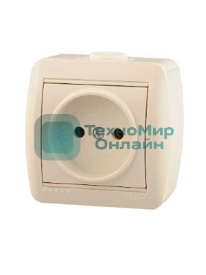 Розетка 1-м ОП Ната 16А IP20 без заземл. керам. крем. LEZARD 710-0300-121