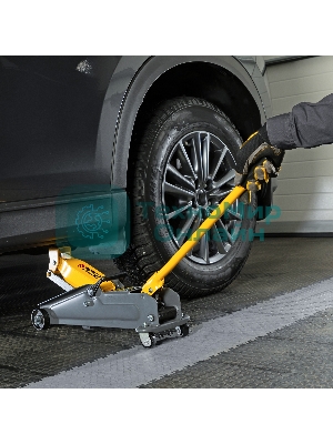 Домкрат гидравлический подкатной Denzel 2т, 135-385 мм, в пласт. кейсе