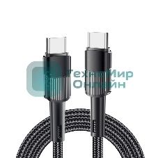 Кабель Rexant Type-C – Type-C, 5A, 100Вт, 2м, в черной нейлоновой оплетке