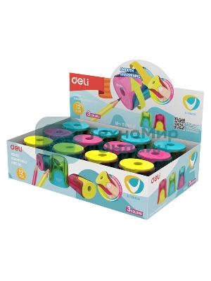 Точилка для карандашей ручная Deli ER01000 U-touch, 1 отверстие, пластик, ассорти, дисплей