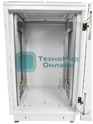 Шкаф коммутационный ЦМО ШТК-М-18.6.6-1ААА-9005 18U 600x600 мм пер. дв. стекл задн. дв. стал.лист 2 бок. пан. направл. под закл.гайки 270 кг черный