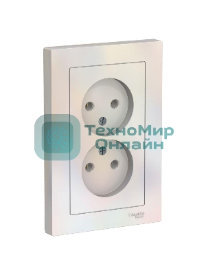 Розетка 2-м AtlasDesign без заземл. 16А в сборе жемчуг SchE ATN000420