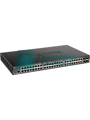 Коммутатор D-Link DGS-1250-52XMP/A1A, L2 Smart Switch with 48 10/100/1000Base-T ports and 4 10Gbase-X SFP+ ports (48 PoE ports 802.3af/802.3at (30 W), PoE Budget 370W).16K Mac address, 802.3x Flow Control, 4K