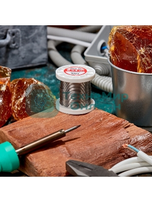 Припой с канифолью Rexant ПОС-61, 100г, Ø0,8мм, (олово 61%, свинец 39%), катушка