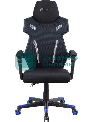 Кресло игровое Оклик 111G черный/синий сиденье черный сетка/ткань с подголов. крестов. пластик черный