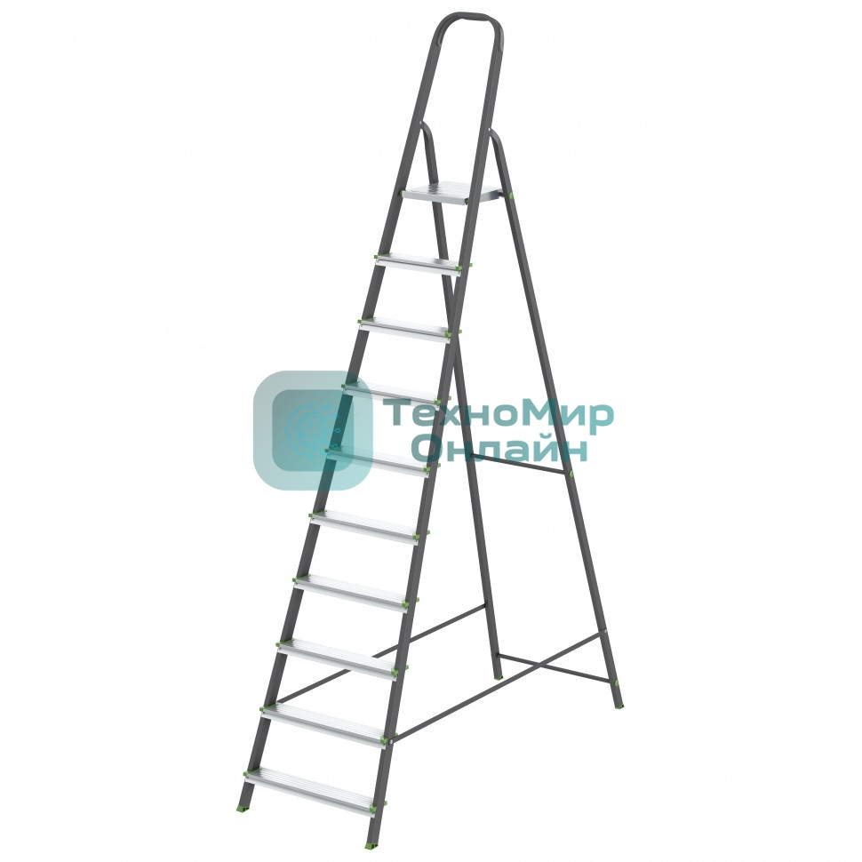 Стремянка Сибртех, 10 ступеней, стальной профиль, алюминиевые ступени