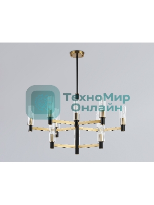 Люстра Ambrella light LH55515/12 BK/BS/CL черный/латунь/прозрачный E14*12 max 40W D860*905