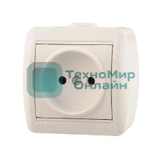 Розетка 1-м ОП Ната 16А IP20 без заземл. керам. белый LEZARD 710-0200-121