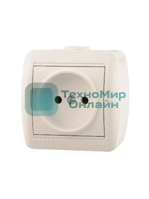 Розетка 1-м ОП Ната 16А IP20 без заземл. керам. белый LEZARD 710-0200-121
