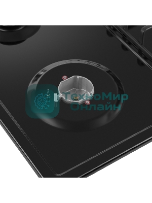 Газовая варочная панель Maunfeld EGHE.64.3STS-EB/G, 4 конфорки, эмалированная сталь, черный