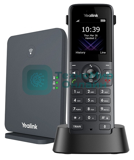 Телефон DECT-трубка Yealink W73P DECT (база W70B+трубка W73H) до 10 SIP-аккаунтов, до 10 трубок на базу, до 20 одноврем. Вызовов