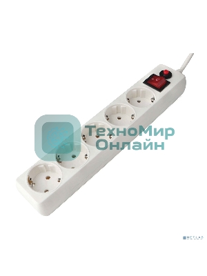 Сетевой фильтр Гарнизон EHLW-1 10А 1.8 м 5 розеток белый (21214)