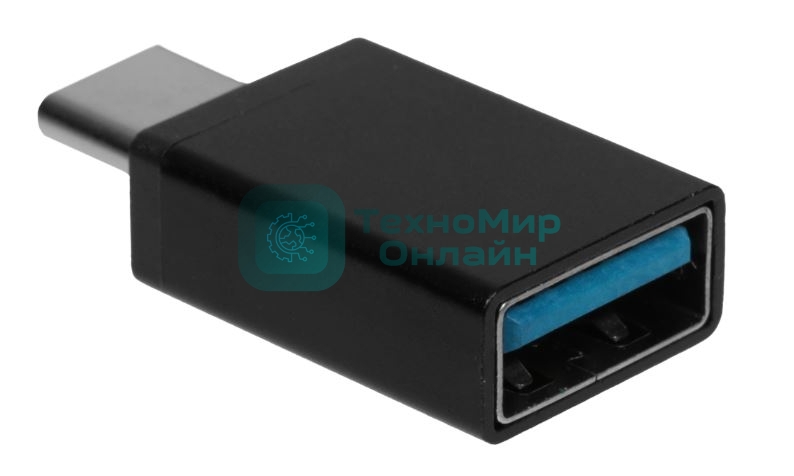 Переходник GoPower Type-C (m)-USB (f) 2.0 черный Premium Zip-Lock c подвесом (1/500)