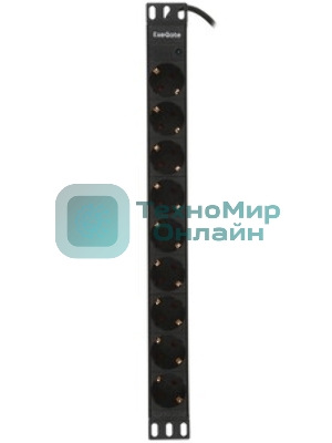 Блок розеток горизонтальный ExeGate ServerPro PDU-19H906 Al-9S-C14-2.5, 19