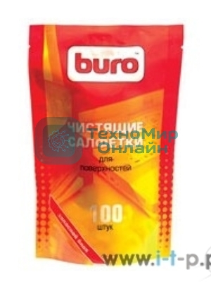 Салфетки Buro BU-Zsurface, 100 шт для поверхностей мягкая упаковка 100шт влажных