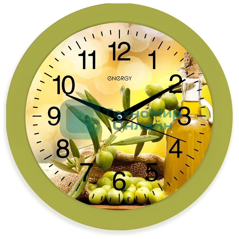 Часы настенные кварцевые Energy модель ЕС-100 оливки